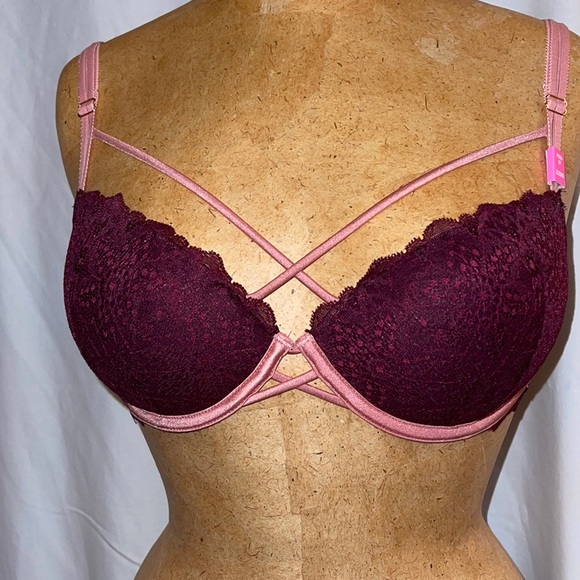 PINK BY VICTORIA SECRET DATE CROSSOVER PUSH-UP BRA NWT - Picture 4 of 9